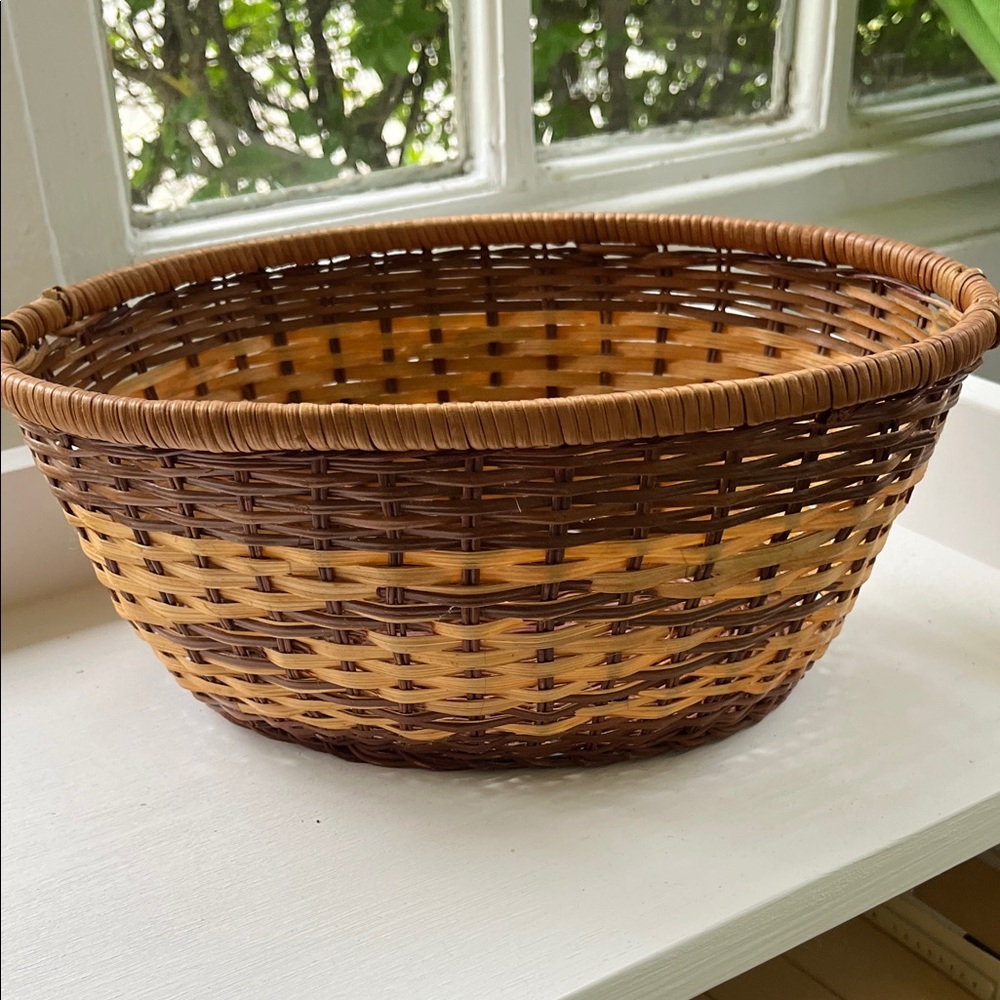 Handcrafted Brown and Tan Woven Basket